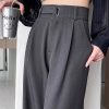 2025 New Summer Black High-End Suit Pants for Women, Spring Summer Autumn High-Waisted Draped Straight-Leg Slim Wide-Leg Pants, Beltless, Essential Versatile Office Wear