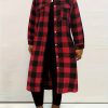 Plus Size, Women’s Plus Size Plaid Button- Overshirt Jacket – Collar Longline Coat with Button Front, Lightweight Warm Fallu002FWinter Topper, Casual Elegant Half-Door Plaid Blouse for Layering (Machine Washable)