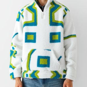 1pc Men'S Casual Plaid Flannel Hoodie - Soft, Warm, Breathable, Zip-Up Pullover with Half-Print Design, Loose Fit for Casual Attire, Outdoor Sports, and Everyday Comfort, Casual Wear Hoodie | Geometric Pattern Hoodie | Soft Placket Hoodie