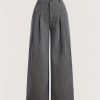 Wide-Leg Pants Full-Length Length with Full Width Leg – Zipper Closure Trousers, Solid Color Casual & Dressy Outfits, All-Season Machine Washable Trousers (No Stretch)
