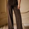 Women’s Elegant Straight-Leg Full-Length Pants with Corduroy Texture – Solid Color (Corduroy suitable for casual & smart-casual Wear) – Beltless Design, Built- Zipper Closure, Pockets – Machine Washable Straight Leg Trousers for Springu002FAutumn