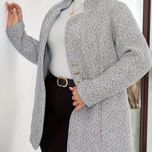 Plus Size, 2025 Autumnu002FWinter New Fashion Coat, Stand Collar Warm Women's Jacket