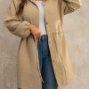 Plus Size, Elegant Women’s Trench Coat with Front Button and Drawstring, Suitable for Stylish Daily Streetwear, Long Sleeves, Perfect for Autumn and Winter