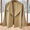 Plus Size – Women’S Lapel Collar Coat – Casual Loose Fit Long Sleeve Jacket with Button Front, Non-Stretch Fabric, All-Season Versatile Outerwear for Casual Attire