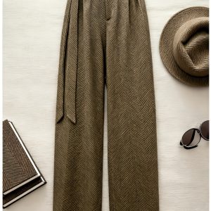 Women'S Wide Leg Pants | High Waist with Waist Tie Design, Zipper Closure, Suitable for Office, Parties, and Daily Wear | All-Season, Chic and Durable