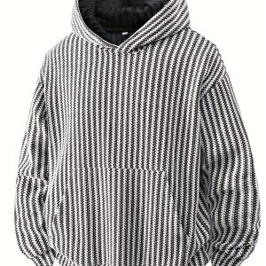 Autumn New Men's Sweatshirt Casual Versatile Youth Stylish Pullover Hooded Jacquard Long-Sleeve T-Shirt