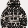 Ethnic Style Geometric Pattern, Men’s Loose Polar Fleece Hoodie For Winter & Fall, Hooded Sweatshirt With Drawstring And Kangaroo Pocket