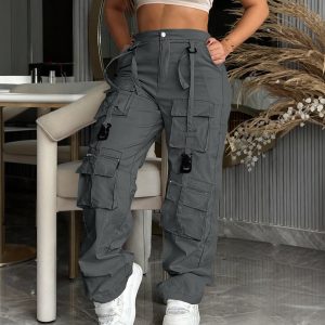 Berliun Cargo Pants Retro Cargo Pants with Multiple Pockets | Casual Style, Solid Color, Long Length, Suitable for All Seasons, Brand: Berliun