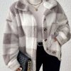 Plus Size – Plus-Size Women’S Long-Sleeve Checkered Jacket, Casual Outerwear for Autumn And Winter, Warm And Stylish.