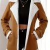 Plus Size, 2025 Autumn-Winter Women’s Warm Camel Faux Suede Jacket, Perfect for Layering with Turtleneck Knitwear, Stylish Lapel Design Ideal Casual Outerwear