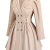 Plus Size – Plus Size – Women’S Elegant Trench Coat – Structured Lapel Collar, Button Front Closure, Non-Stretch Fabric, Chic Office to Party Outerwear for Women, Springu002Ffall Everyday & Formal Events, Spring Outerwear, Classic Design