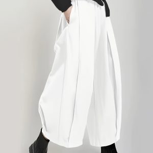 Fashionable Commuter Versatile Pants - Loose Unique Design, Daily Commuter Style, Elegant Fashion Casual Versatile Outdoor S Japanese Korean European American Style All-Season 100% Polyester Solid Color Long Pants