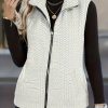 Plus Size, Women’s Plus Size Fashion Elegant Style Sleeveless Zippered Pocket Open Front Vest Jacket for Autumn and Winter