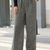 DIQIUVY Women’s Winter Tweed Wide-Leg Pants – Beltless Elastic Waist with Pleated detail, Full-Length Straight-Leg Trousers, Warm Tweed Fabric for Professional & Casual Wear, Machine Washable (No Included) – Elegant Fallu002FWinter Wardrobe