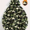 Men’s Plush Camouflage Hooded Sweatshirt for Autumn and Winter, Casual Warm Sweatshirt for Daily Leisure and Outdoor Sports