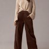Women’s Elegant Wide-Leg Ankle Pants with Cord Pocket – Elastic Waist Winter Trousers, Loose Fit for Fallu002FWinter, Solid Color Office & Casual Wear,  Length (No Required)