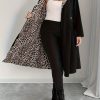 Plus Size Women’s Springu002FAutumn Fashion – New Hooded Trench Coat – Plus Size Leopard Print Midi Jacket