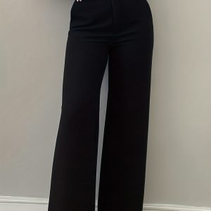 Chic Flare Leg Pants for Women | Elegant Simple Design, Suitable for Commuting, Office, and Everyday Wear, All-Season, Solid Color Not Included