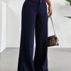 Casual High-Waist Straight Leg Pants | Comfortable Fit, Button Detail, Solid Color, Suitable for All Seasons